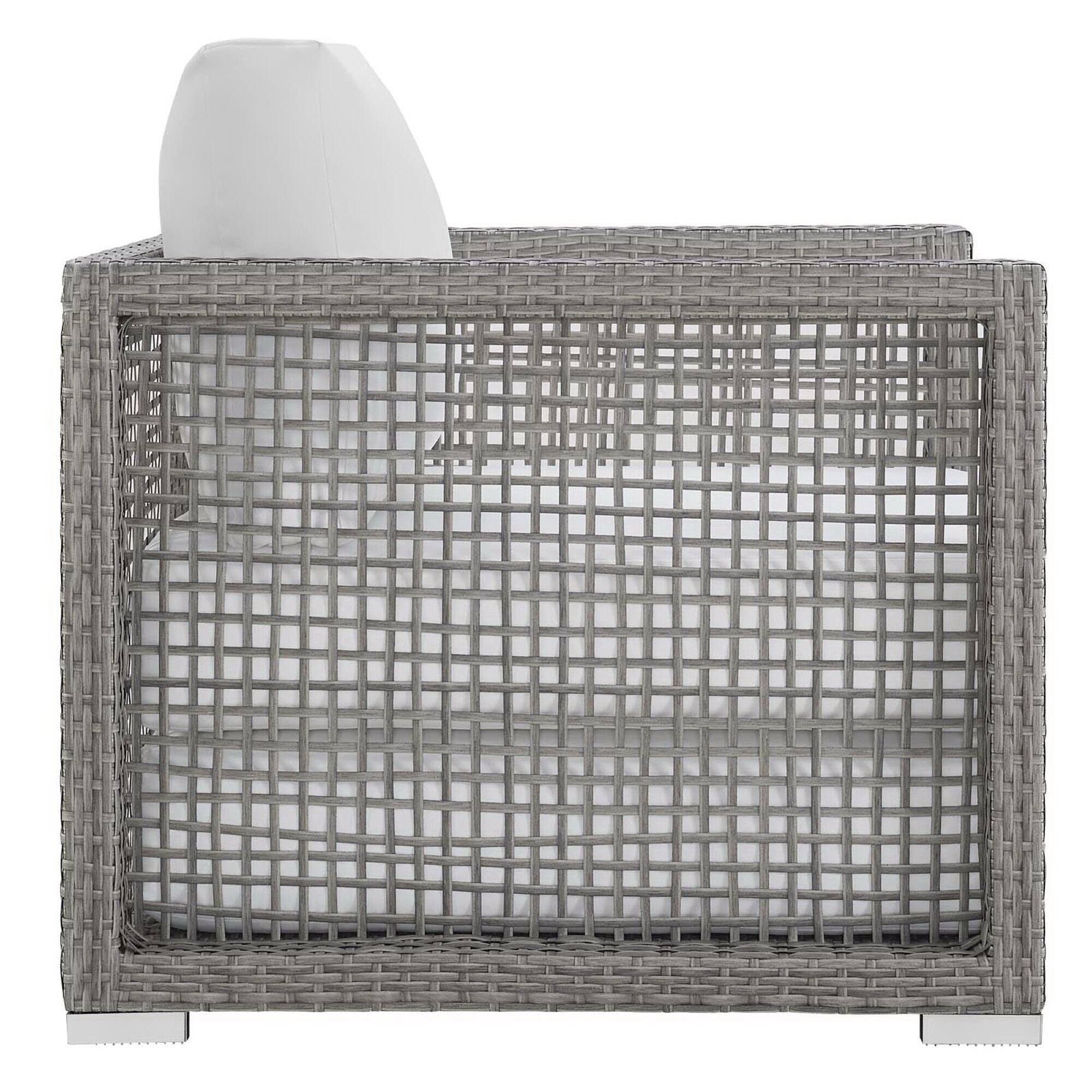 Alt View 2. Modway - Aura 3 Piece Outdoor Patio Wicker Rattan Set by Modway - Gray White.