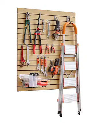 Front. VEVOR - Slat Wall Paneling, 4 x 4ft, MDF Garage Slatwall with Modular Design, Natural Slat Wall Easy-to-Install - Wood color.