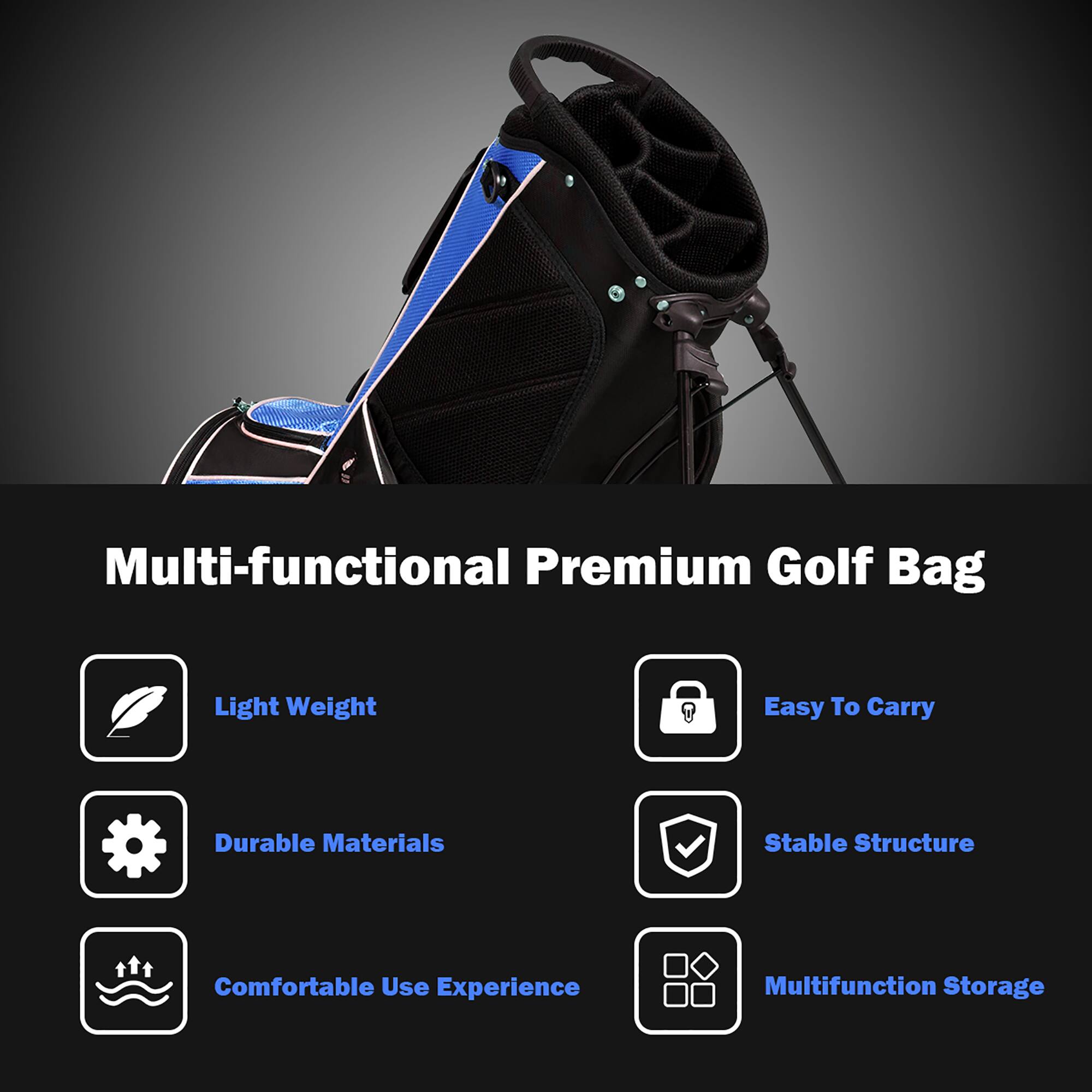 Multi-functional Premium Golf Bag

- Light Weight
- Durable Materials
- Comfortable Use Experience
- Easy To Carry
- Stable Structure
- Multifunction Storage