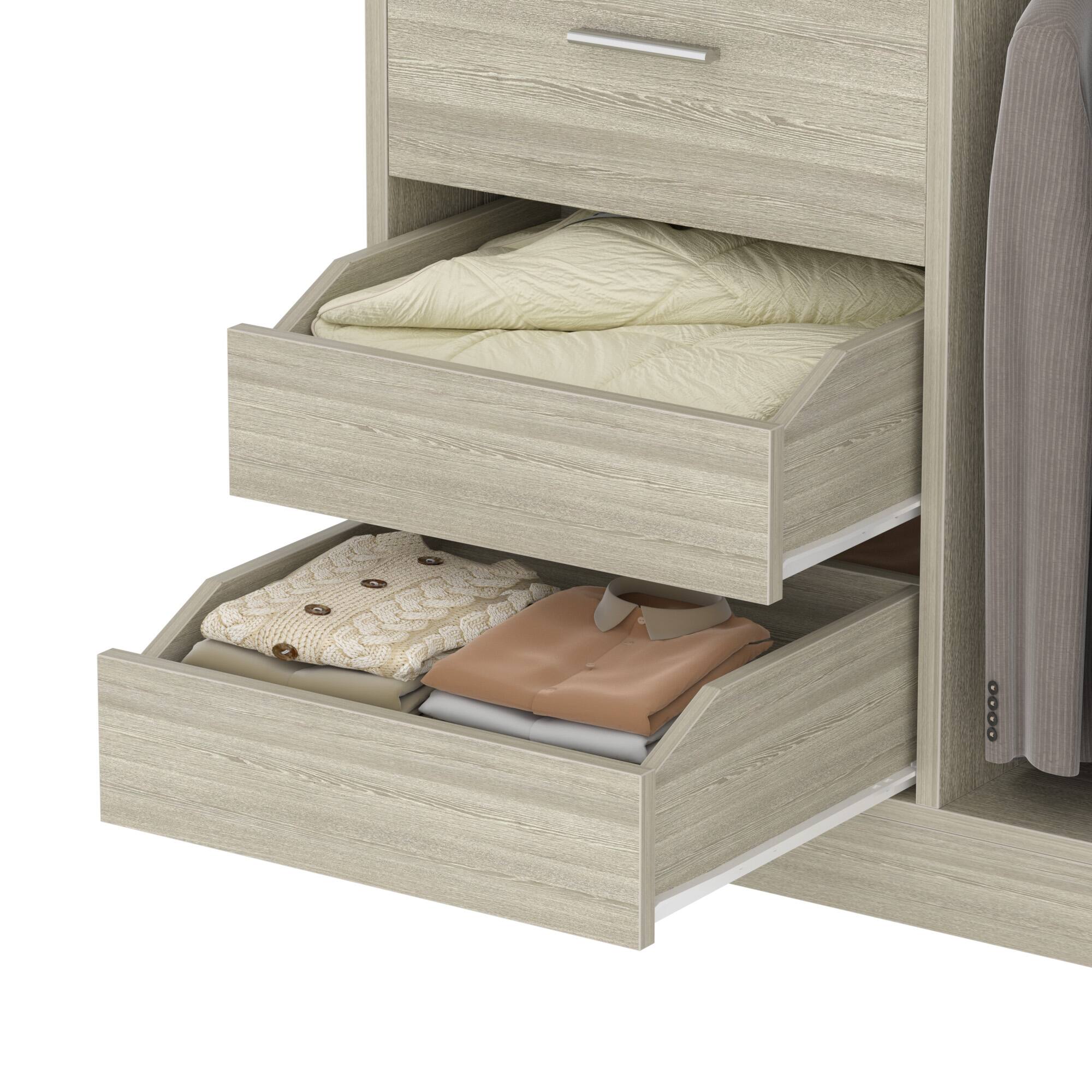 Alt View 1. Aheaplus - 36" Wood Modular Walk-in Freestanding Closet Organizer: Closed/Half-Open Drawers, 6 Shelves (36" L x 15" W x 80" H) - White Oak.