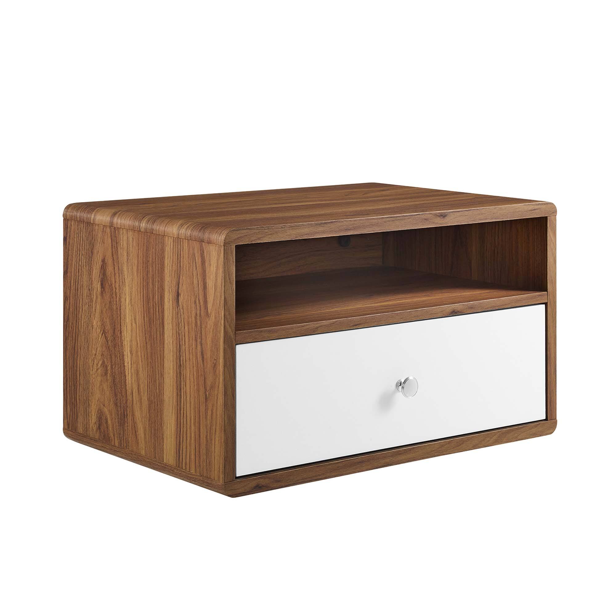 Angle. Modway - Transmit Wall Mount Nightstand by Modway - Walnut White.