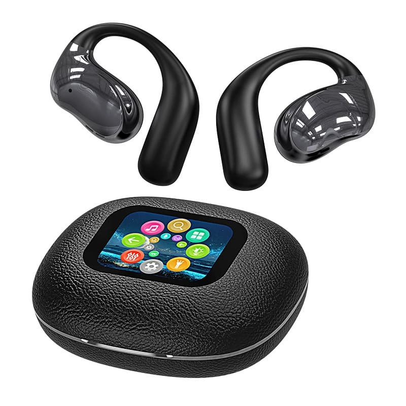 Cluzine - OWS AI Translator Earbuds, Touch Screen Control, 156 Languages, Real-Time Translation for Travel - Black
