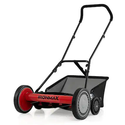 Front. Costway - Costway 18" Push Reel Lawn Mower, 5-Blade Manganese Steel Manual Grass Cutter for Yard - Red.