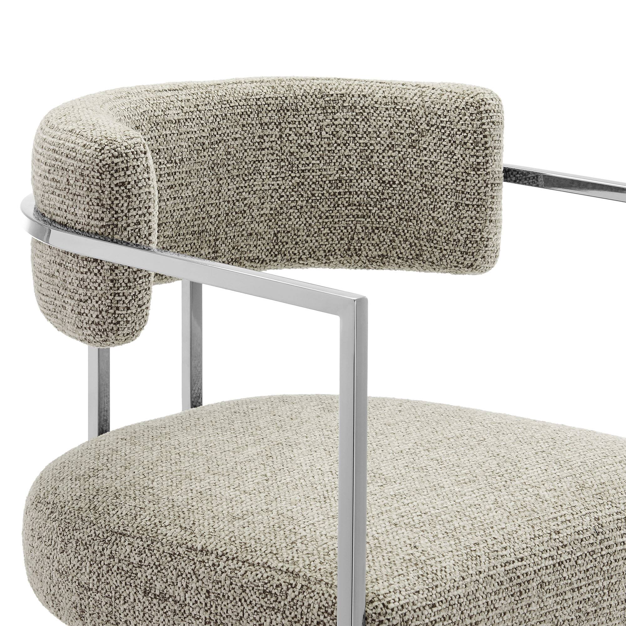 Alt View 4. Modway - Huron Curved Back Fabric and Metal Counter Stool - Silver.