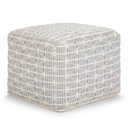 Simpli Home - Noreen Square Pouf - Light Blue, White