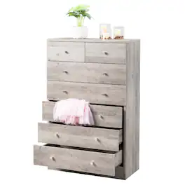 Winado - Modern 7 Drawer Dresser Tall Dresser Chest of Drawers Anti-Tipping Device Metal Handle for Bedroom Living Room Hallway - Gray