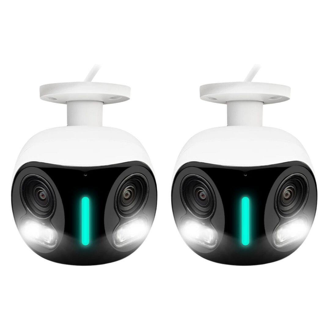 Lorex - H20 - 4K IP Wired Dual Lens Security Camera with Smart Security Lighting and Smart Motion Detection (2-pack) - White