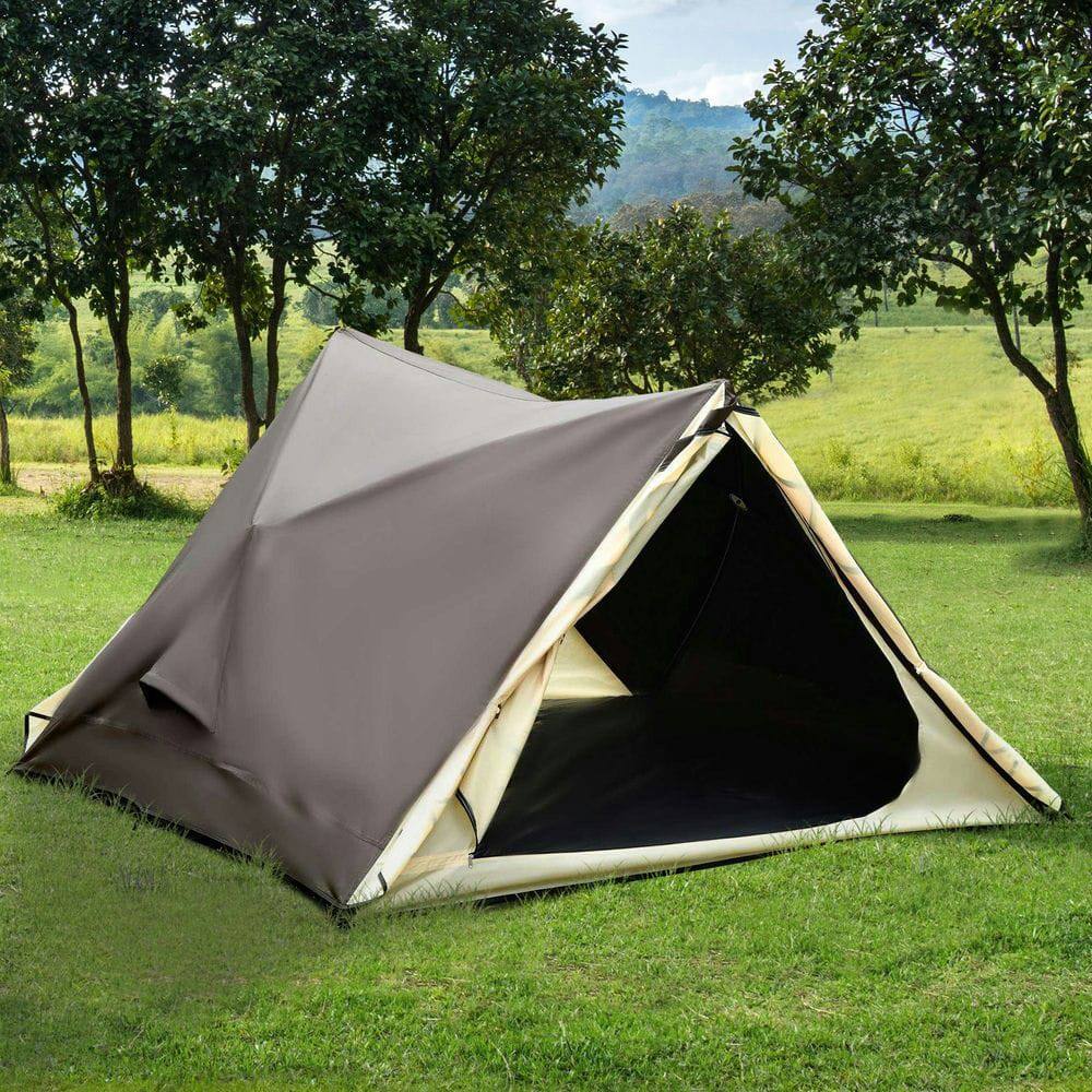 Front. Resenkos - 2-3 Person Pop Up Camping Tent, Waterproof Automatic Tent, Portable Beach Tent with Rainfly, Bag, Windows - Brown.