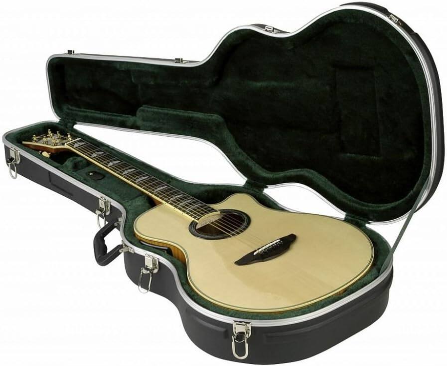 Front. SKB - SKB Thin-Line Acoustic/Classical Economy Guitar Case, Standard Latches, Handle.