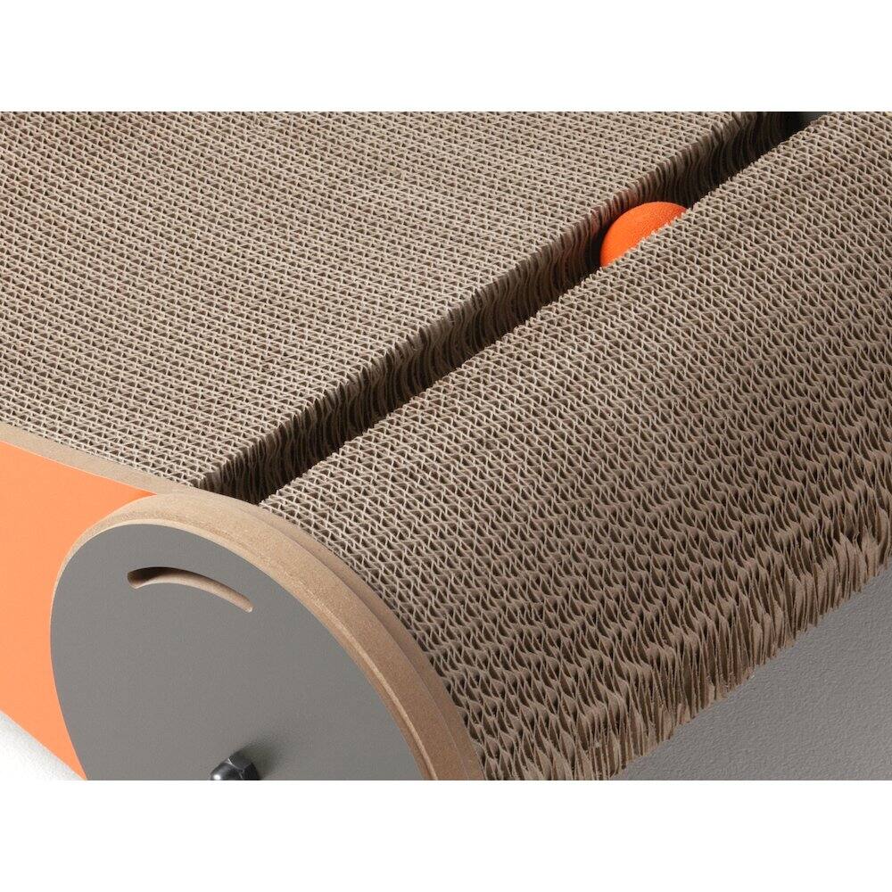 Angle. New Age Pet - Purr and Play Kitty Trolley Scratcher - Orange.