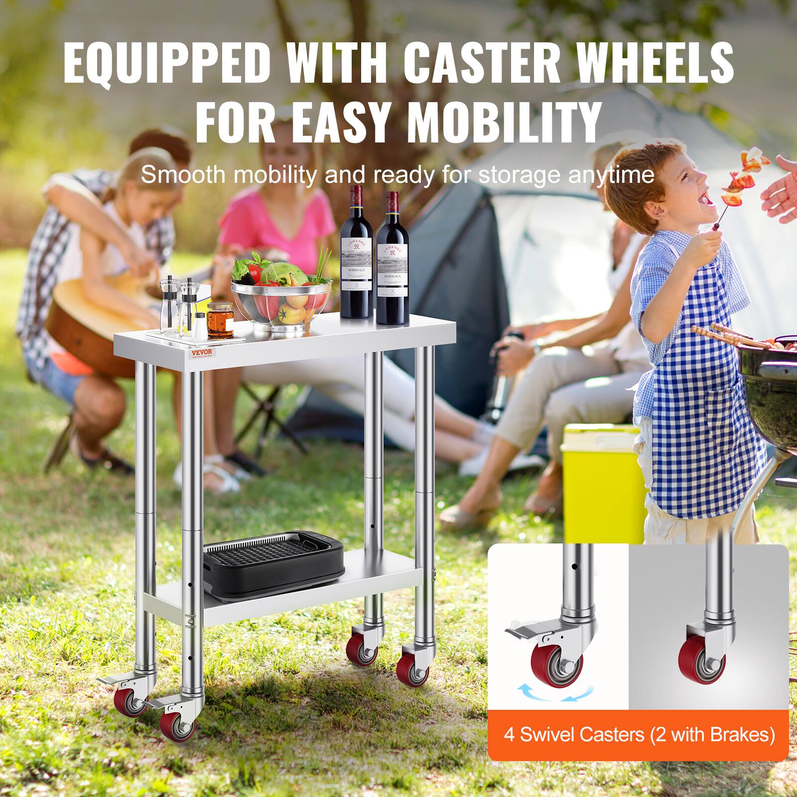 EQUIPPED WITH CASTER WHEELS FOR EASY MOBILITY

Smooth mobility and ready for storage anytime

4 Swivel Casters (2 with Brakes)