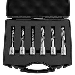 VEVOR - Annular Cutter Set, 6 pcs Weldon Shank Mag Drill Bits Kit, 2" Cutting Depth,1/4" to 9/16" Cutting Diameter, HSS - Silver + Black