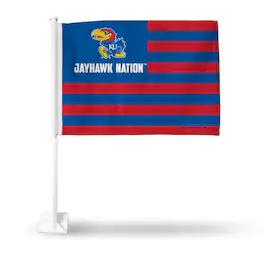 Rico Industries - Kansas Jayhawks Country 14x19 Double Sided Window Mount Car Flag - Multi