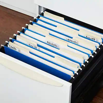 Stapled Folder Staples Hanging File Folder, 5 Tab, Letter Size, 125/Carton Blue ...