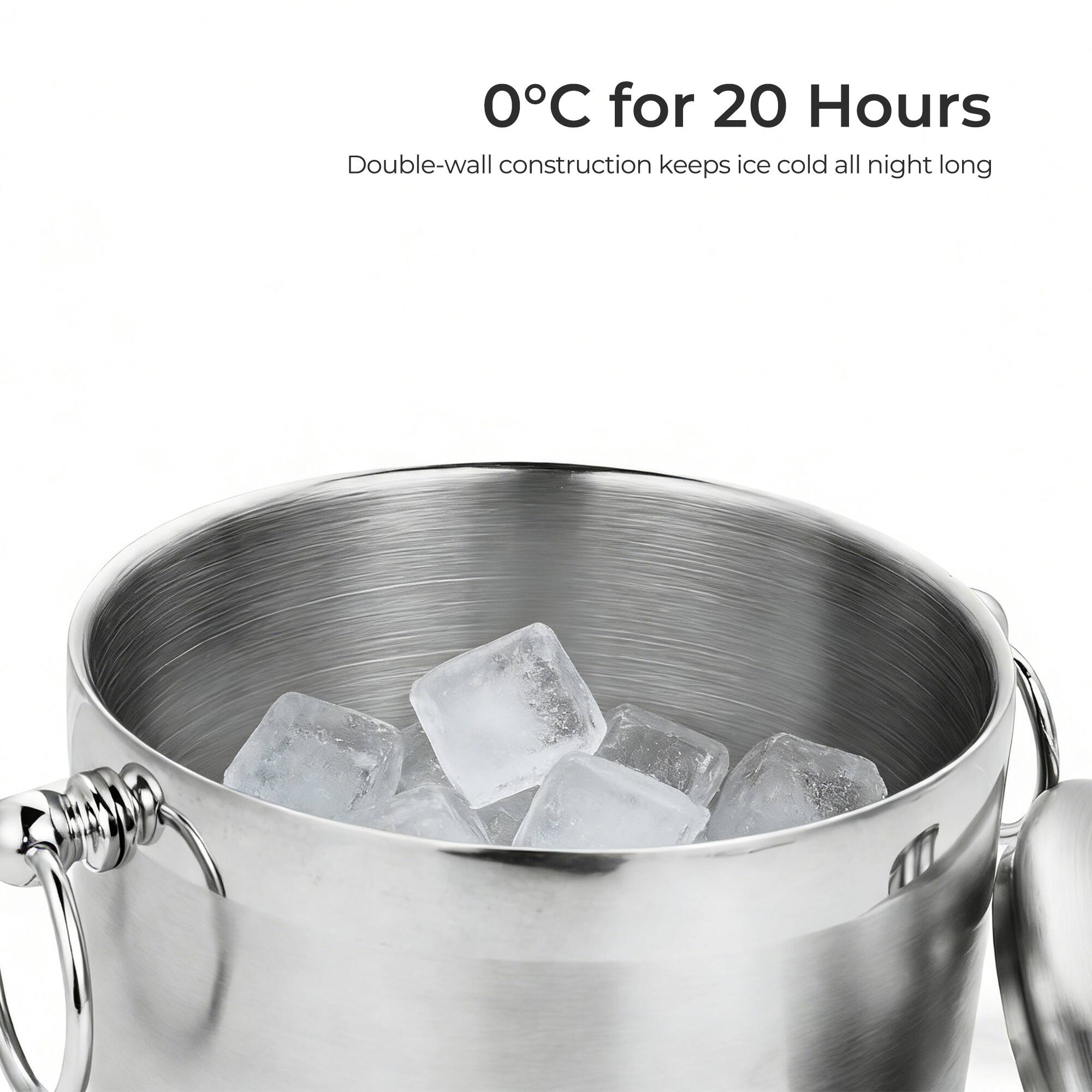 0°C for 20 Hours  
Double-wall construction keeps ice cold all night long