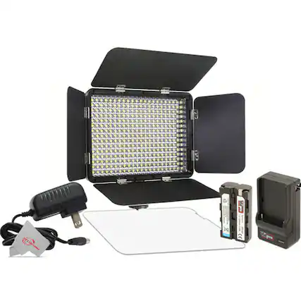 Front. Vidpro - Vidpro LED-330X Varicolor Studio Video Lighting Kit with Built-in Barn Doors & Diffuser - Black.
