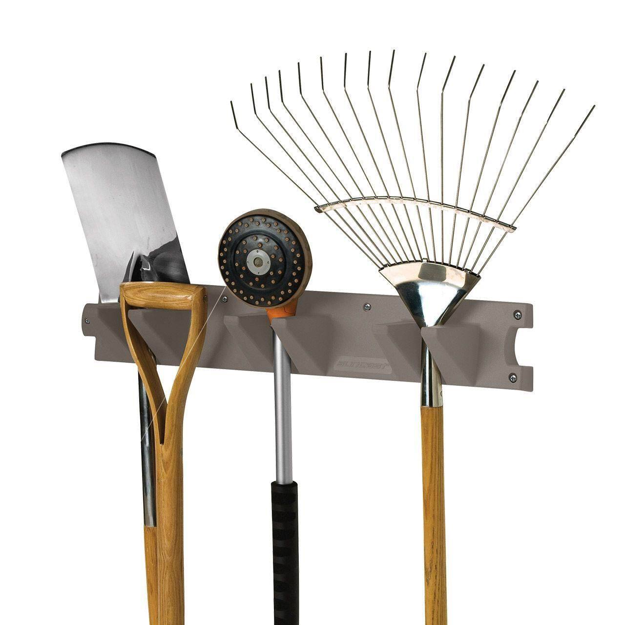 Suncast - Wall Mount Garden Long Handled Tool Organizer - Silver