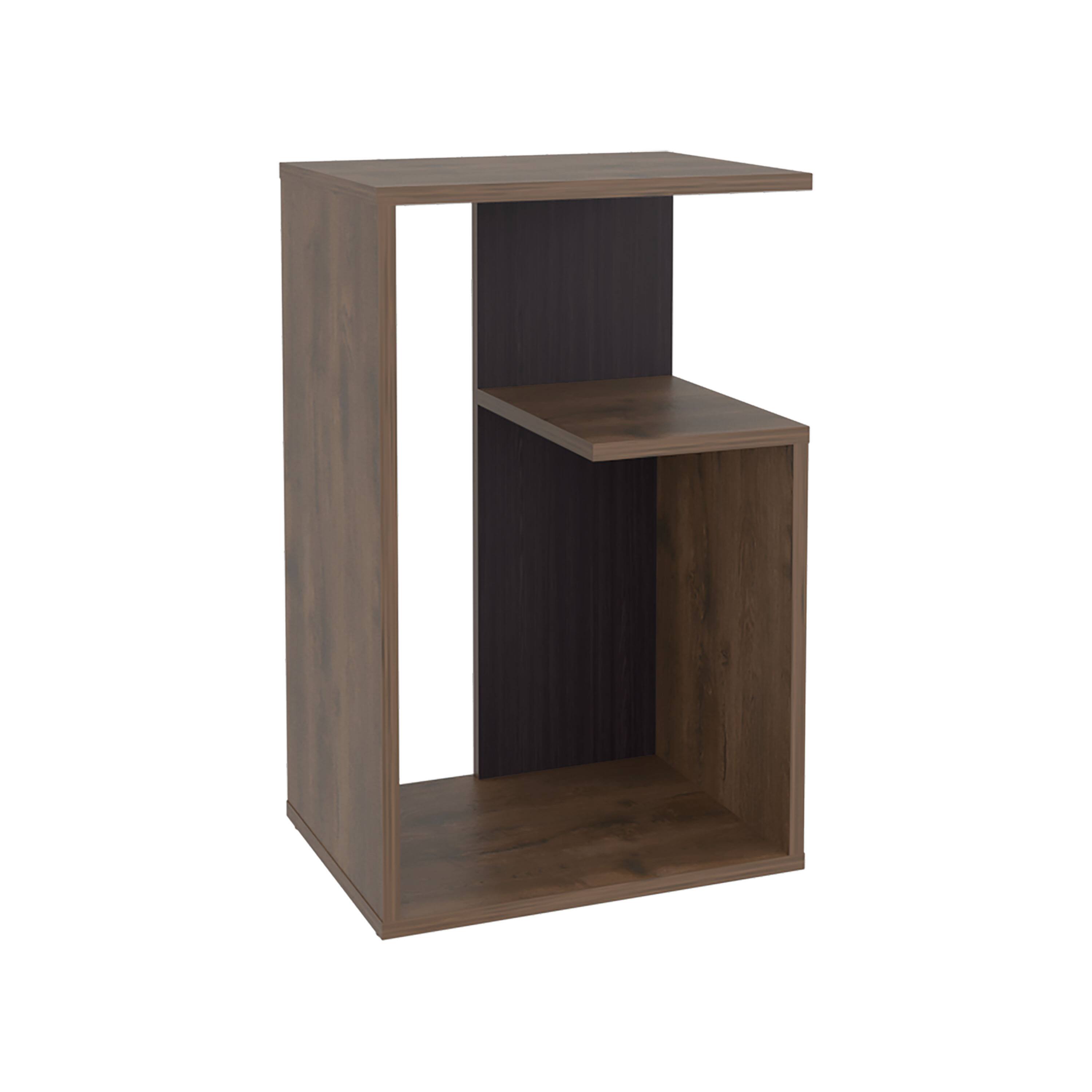 Alt View 2. TuHome - Everet High 3-Tier Shelf Side Table, Modern and Stylish Living Room or Entryway Decor - Dark Brown - Black.