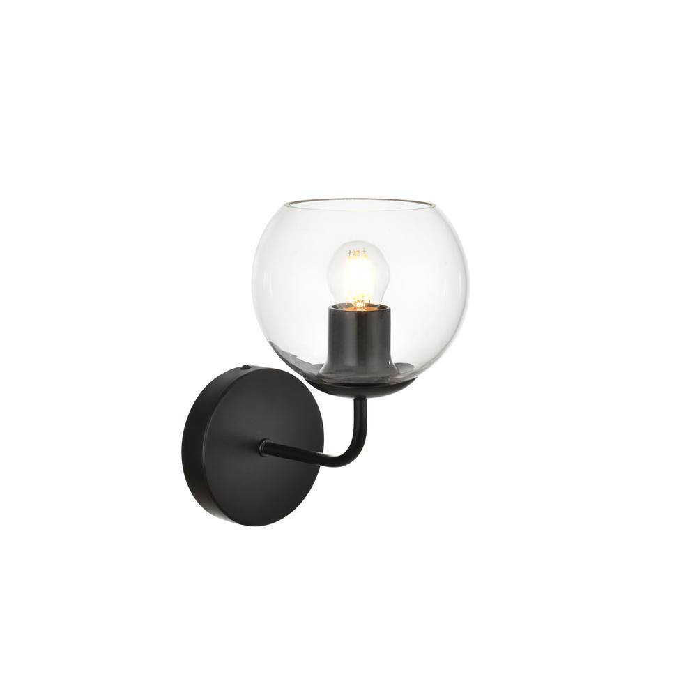 Back. Living District - Genesis 1 light Black and Clear Bath Sconce - Black And Clear.