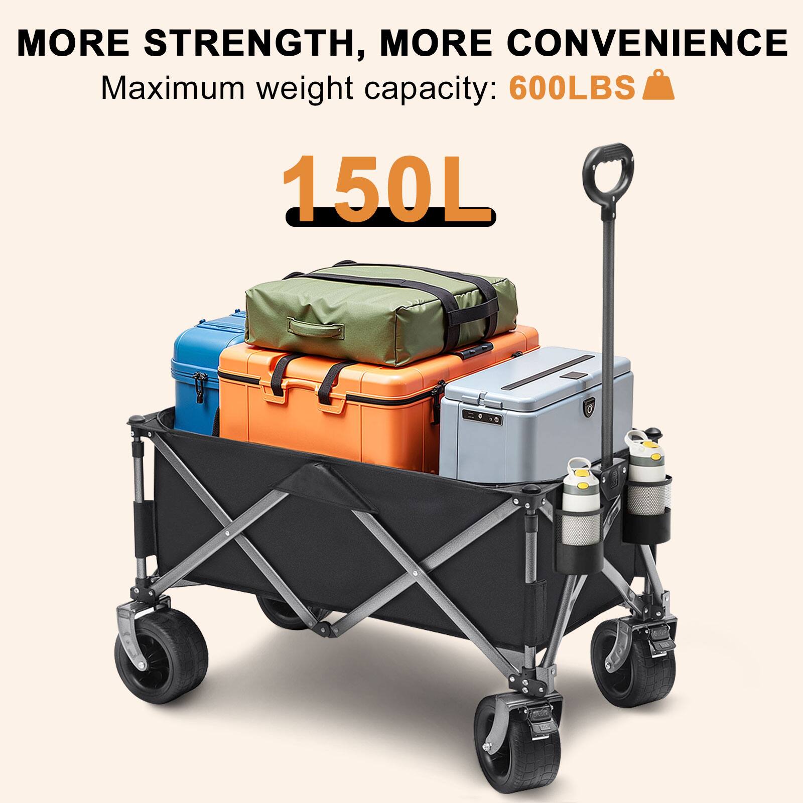 MORE STRENGTH, MORE CONVENIENCE  
Maximum weight capacity: 600LBS  
150L