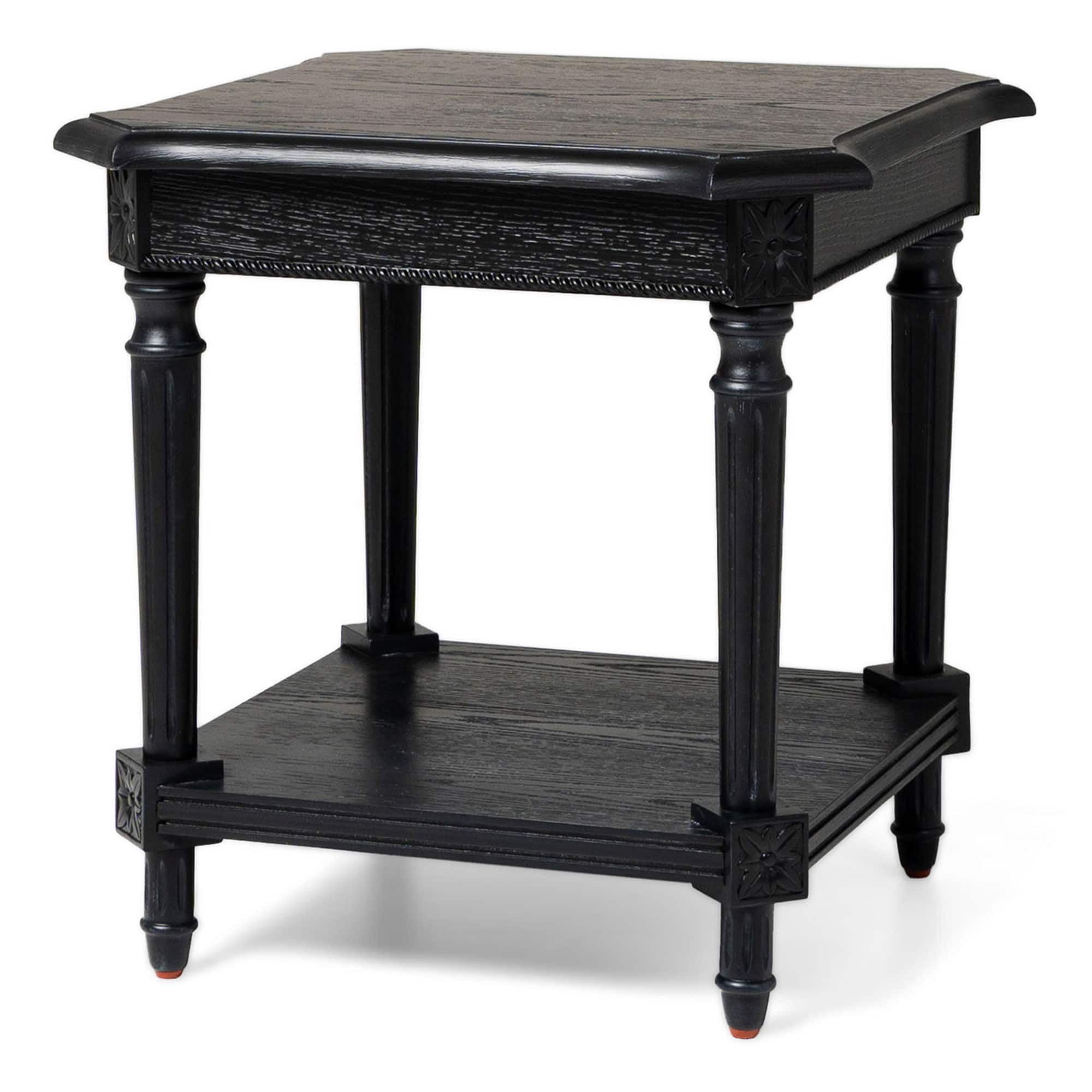 Maven Lane - Pullman Traditional Square Wooden Side Table, Finish - Antiqued Black