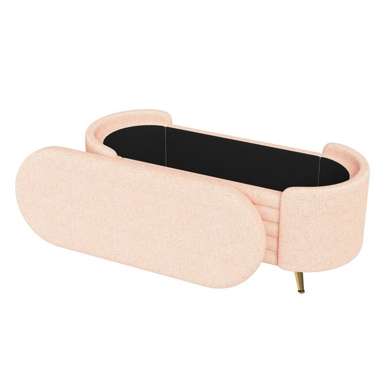 Alt View 4. HTUTWOO - Storage Ottoman - Upholstered Storage Bench End of Bed Bench Entryway Shoe Bench,Living Room Bedroom and Entryway - Pink.