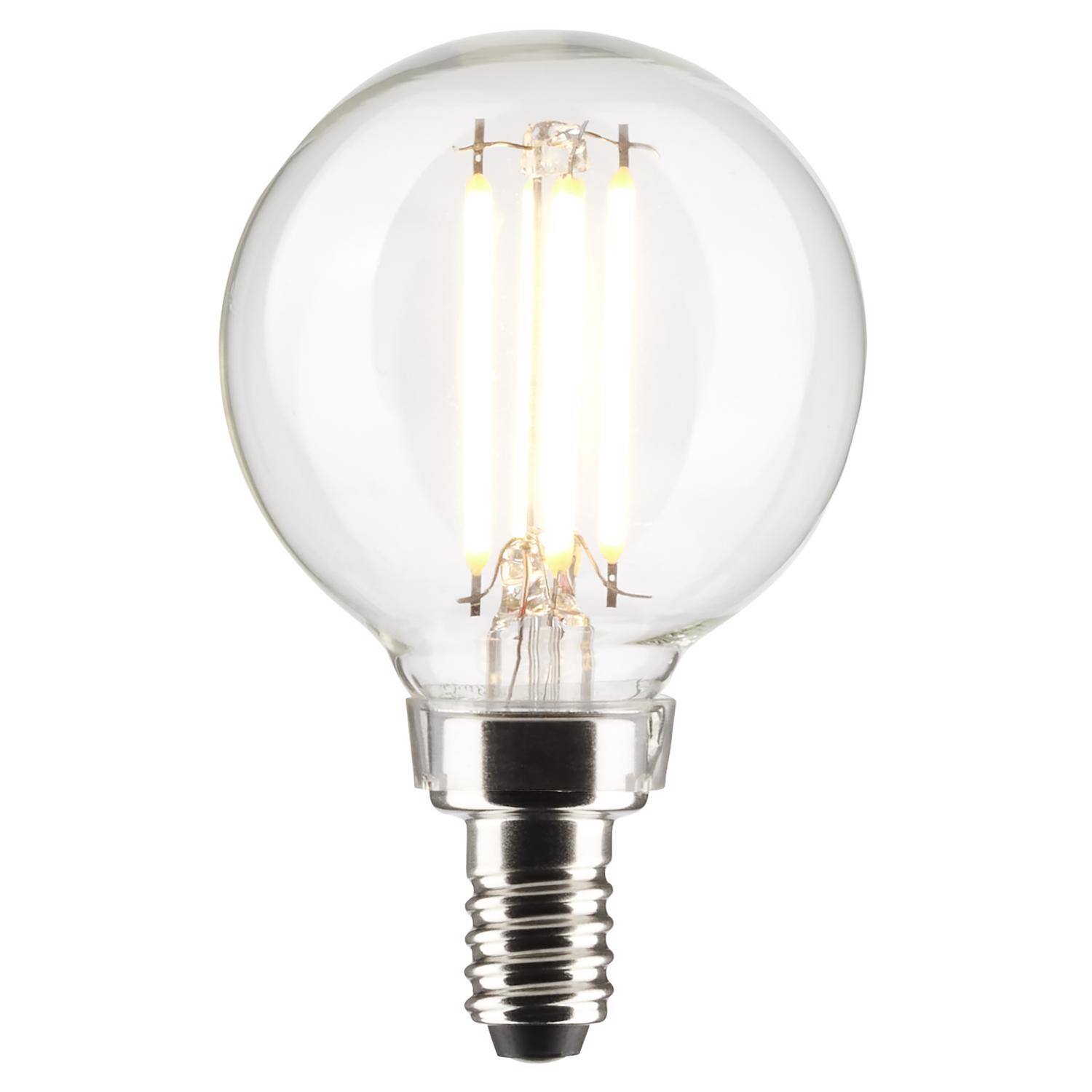 Angle. SATCO - Satco G16.5 E12 (Candelabra) Filament LED Bulb Warm White 60 Watt Equivalence 2 pk.