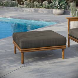 Wren Outdoor Patio Teak Wood Ottoman by Modway - Natural Flint Gray