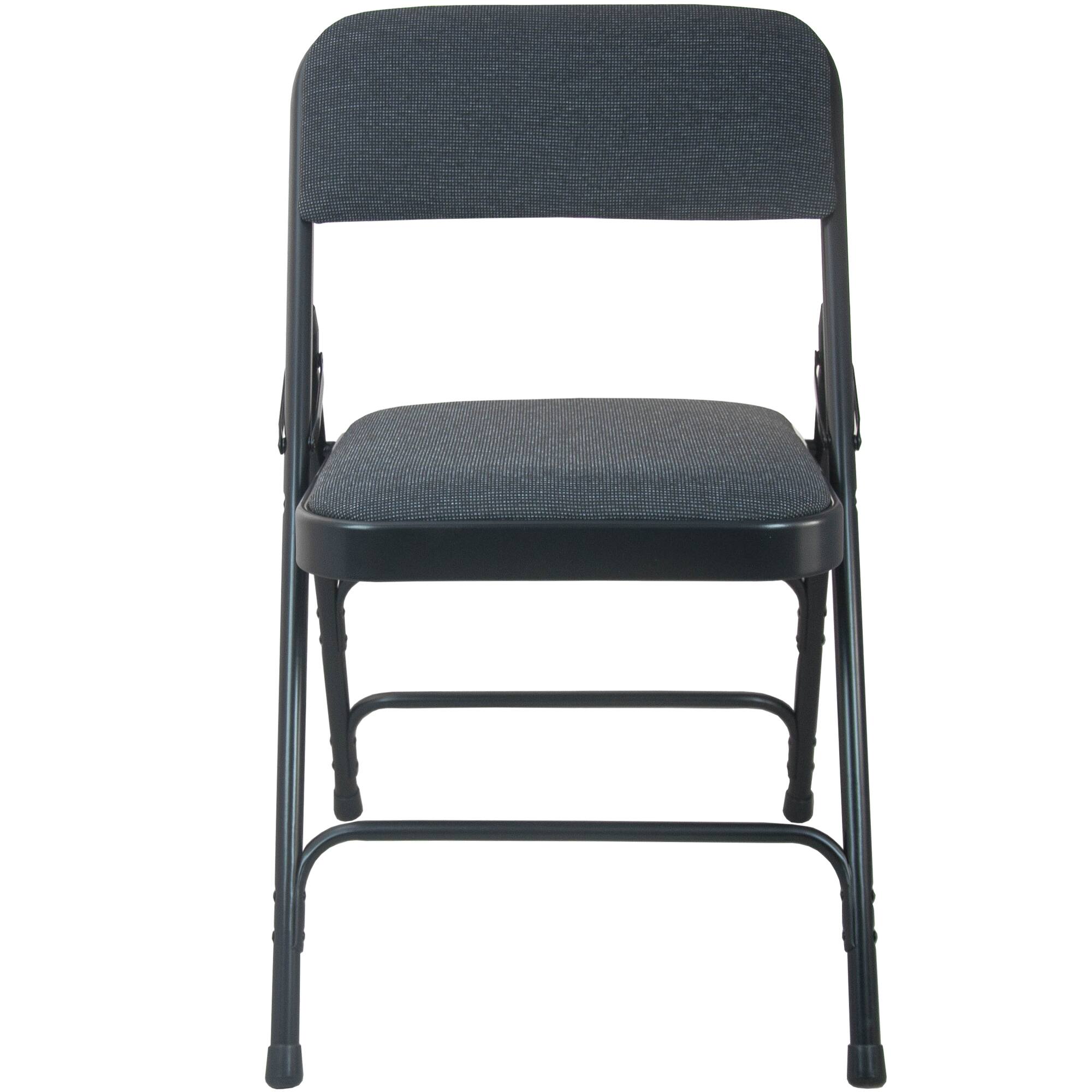Alt View 3. Emma + Oliver - Padded Metal Folding Chair - Fabric Seat - Black Fabric/Black Frame.