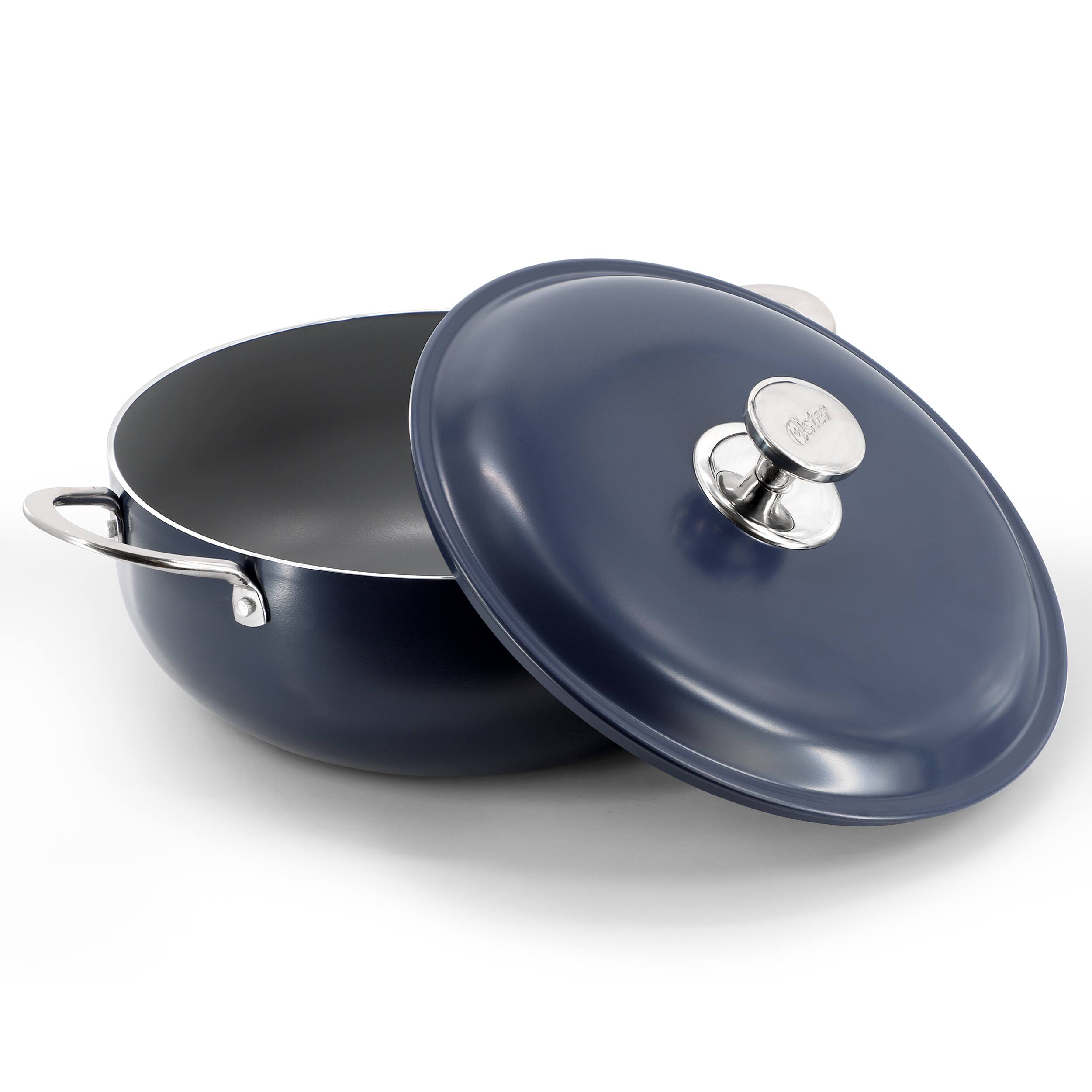 Alt View 1. Oster - Oster Cartagena 7.4 Quart Nonstick Aluminum Caldero with Lid in Dark Blue - Dark Blue.