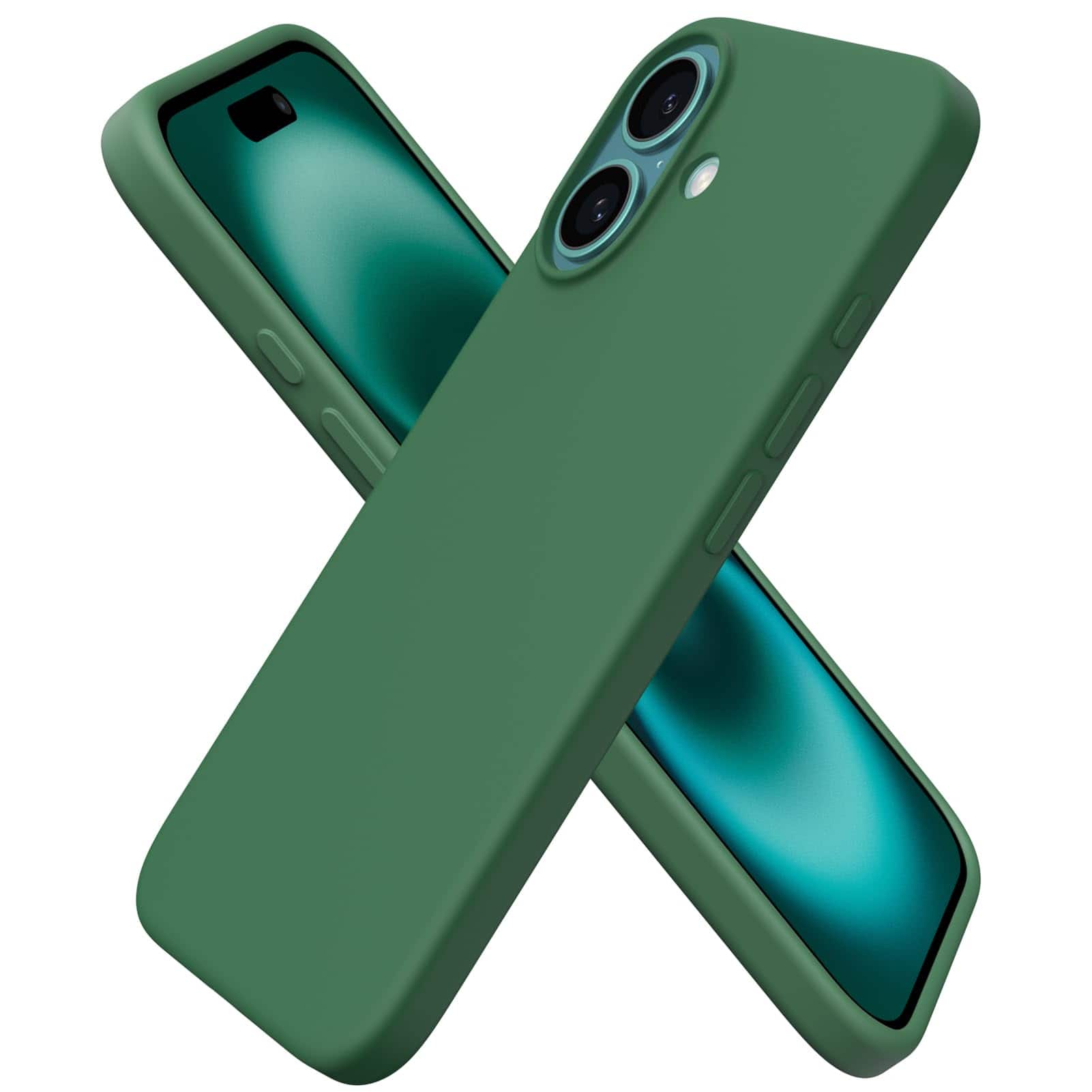 Front. Ornarto - ORNARTO Compatible with iPhone 16 Case 6.1", Liquid Silicone 3 Layers Full Covered Protective Cover-Clover Green - Clover Green.