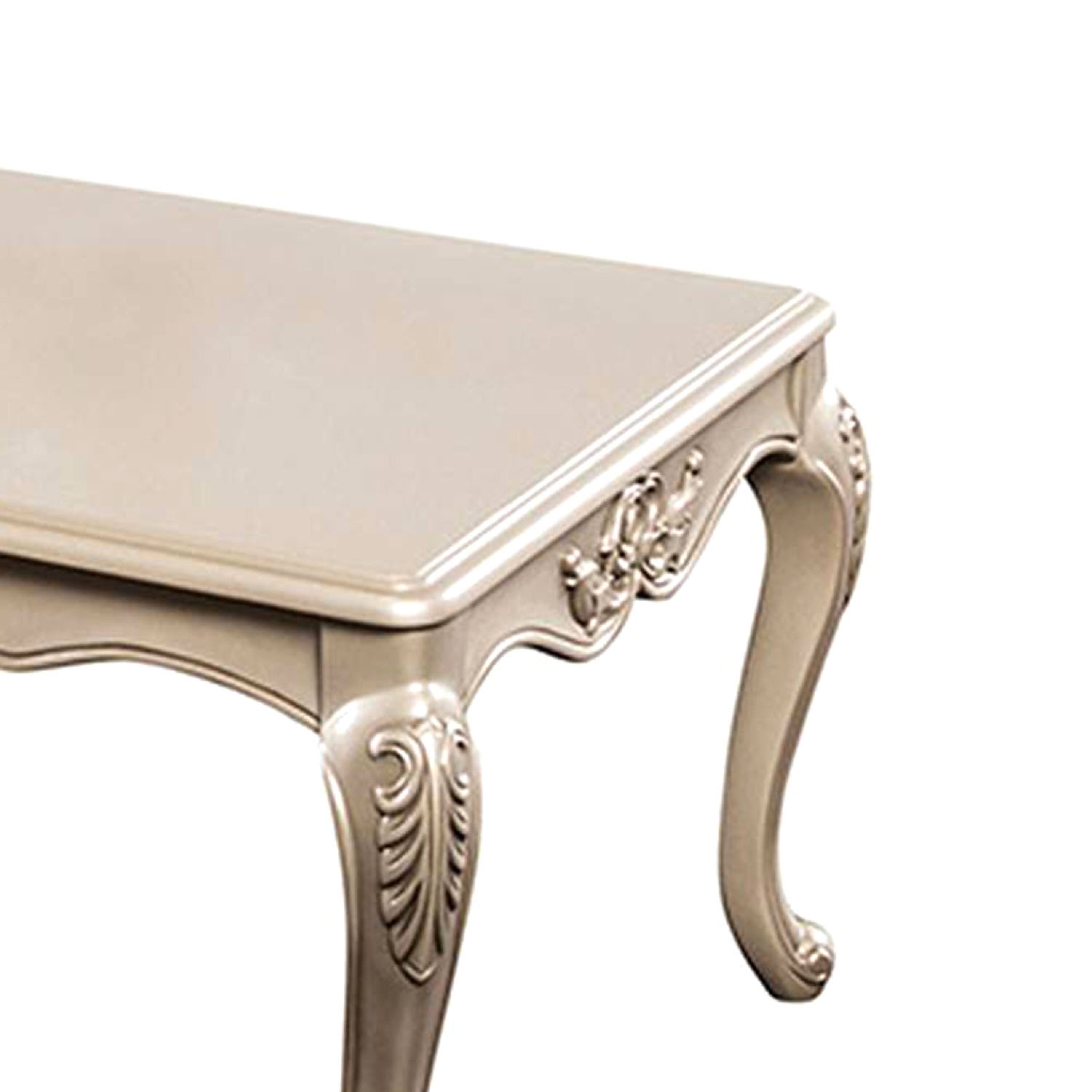 Alt View 2. Manhattan Lane - Ery Coffee Table, Champagne Wood Frame, Carved Details, 48 Inch - Champagne, Gold.