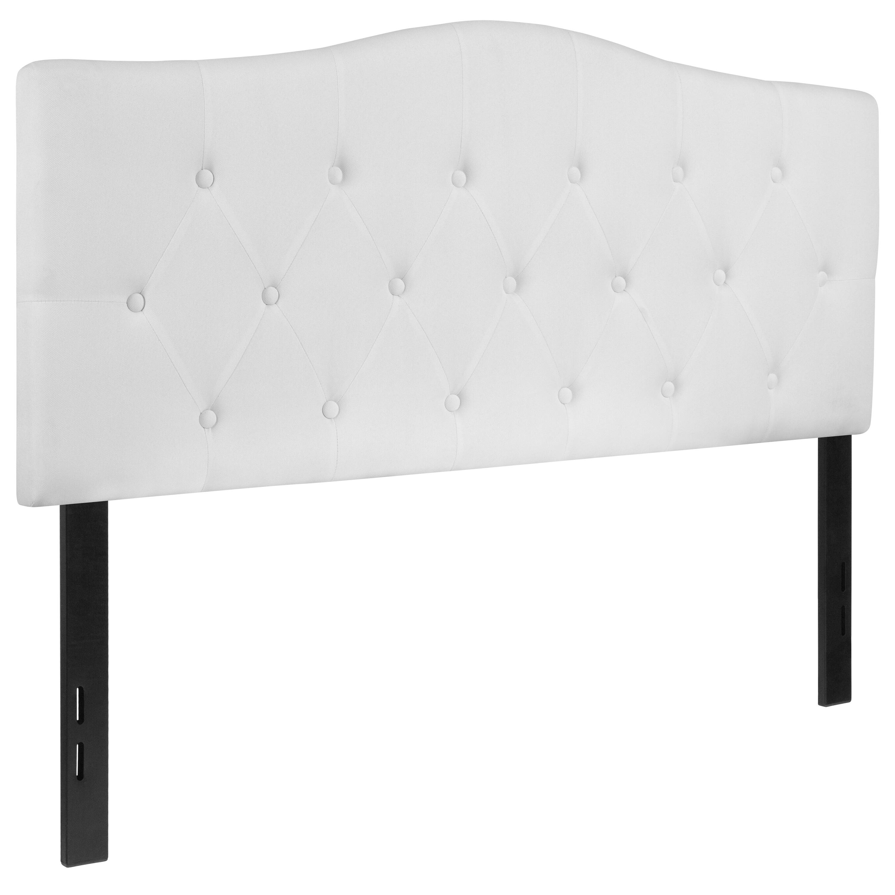 Alt View 1. Emma + Oliver - Arched Button Tufted Upholstered Headboard - White.