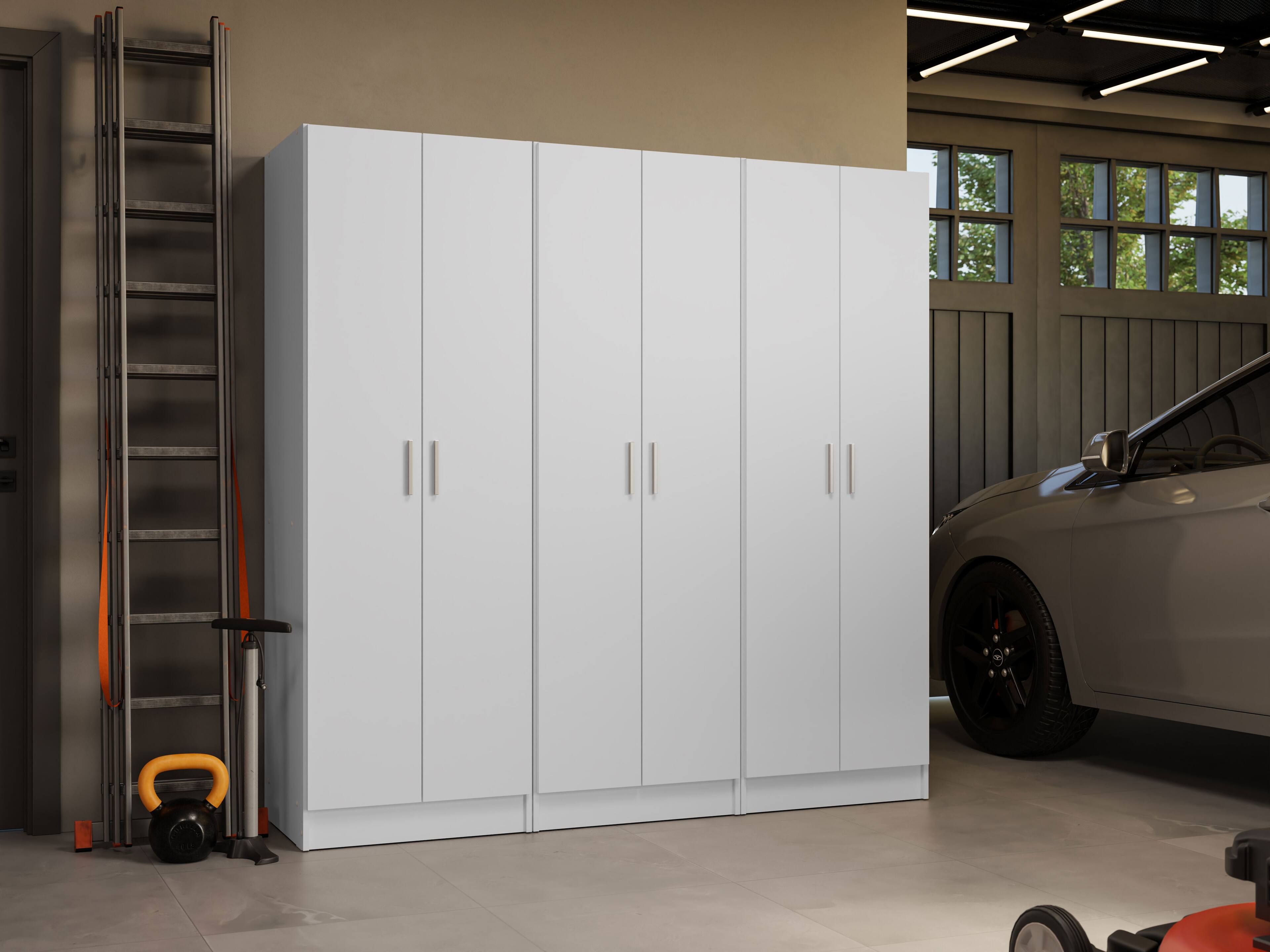 Alt View 5. Madesa - Madesa Garage Storage Cabinet Set 6 Doors 12 Utility Shelves 70"L Organization Unit for Garage and Tools - White - White.