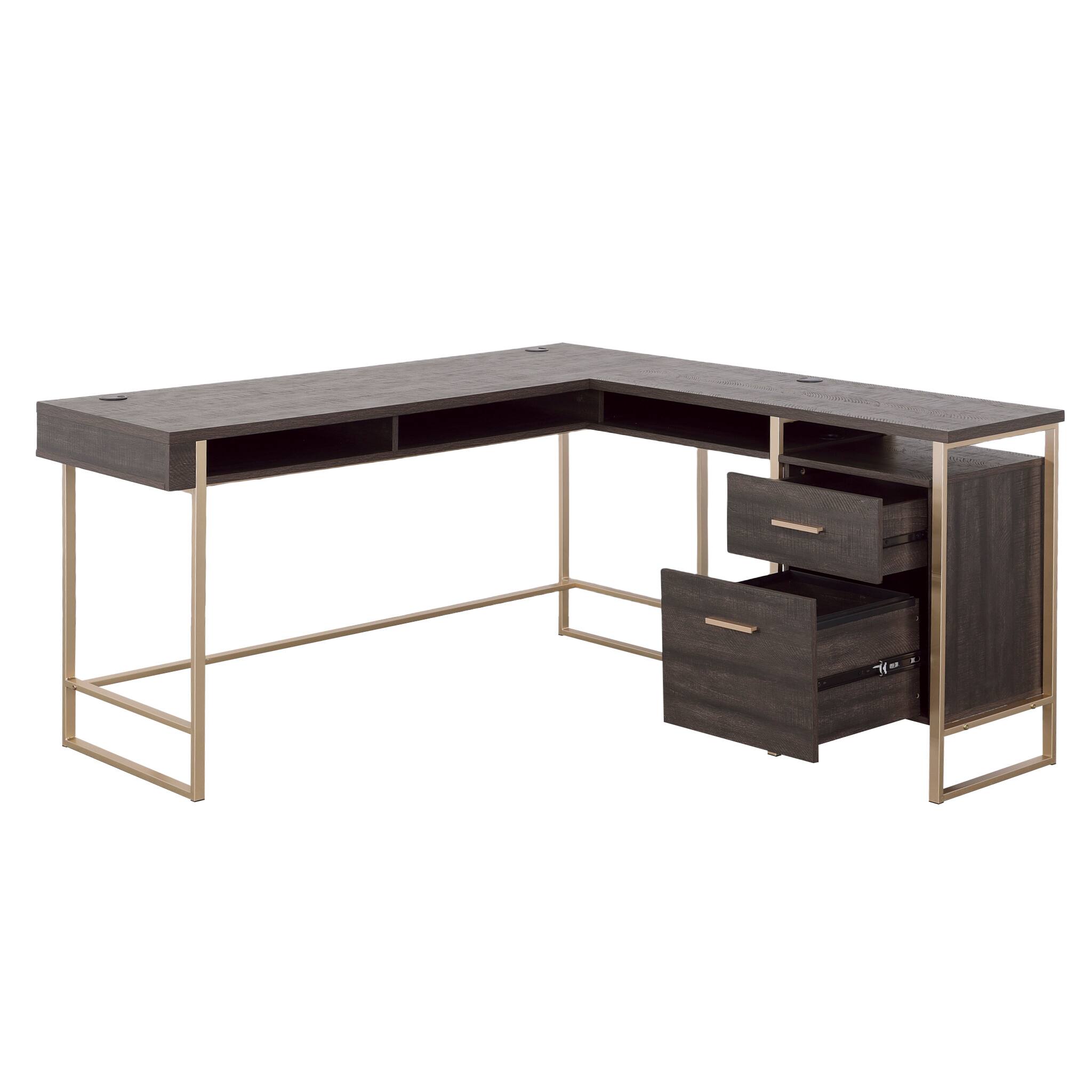 Alt View 7. Spaco - L-Shaped Desk with Drawers, Large Corner Computer Table for Home Office - Black.