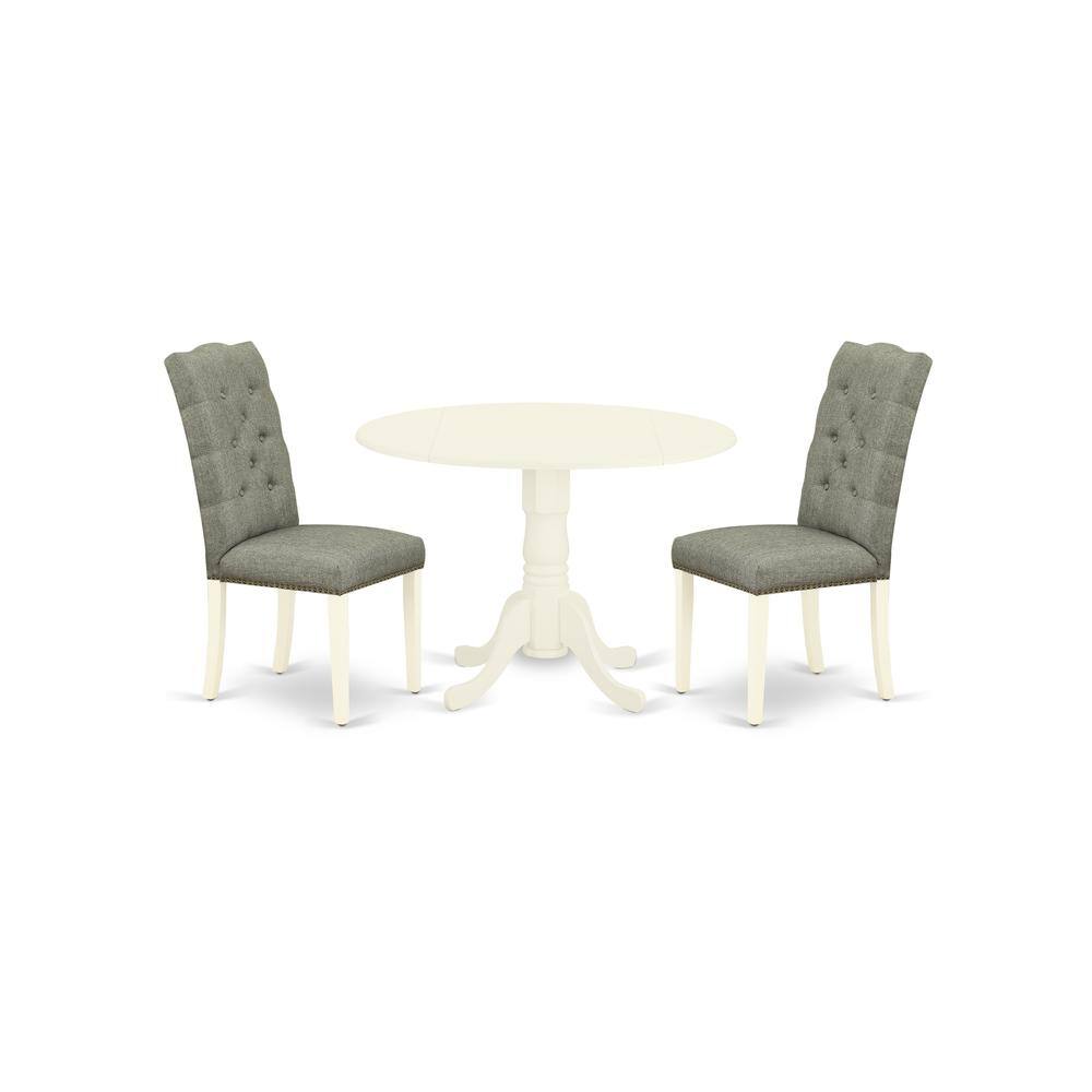 Back. East West Furniture - Dining Room Set Linen White - Brown.