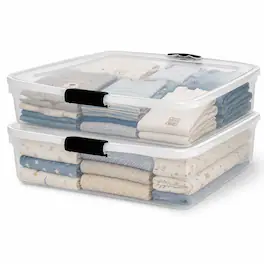 Homz - 56 Qt Full/Queen Underbed Plastic Latching Storage Container, 2 Pack - Clear