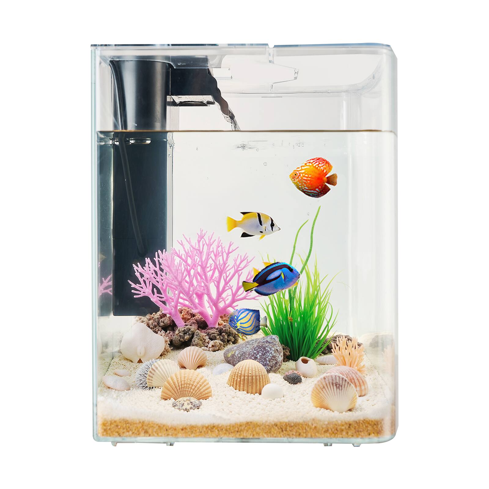 Alt View 4. HOMLUX - 2 Gallon Fish Tank Aquarium Smart Arch Clear GPPS 3 Color Self Cleaning - Black.