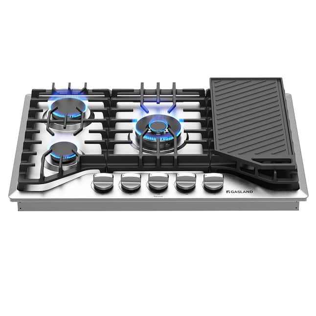 GASLAND - 30 inches Gas Cooktop in Stainless Steel with 5-Burners and Griddle - Stainless steel