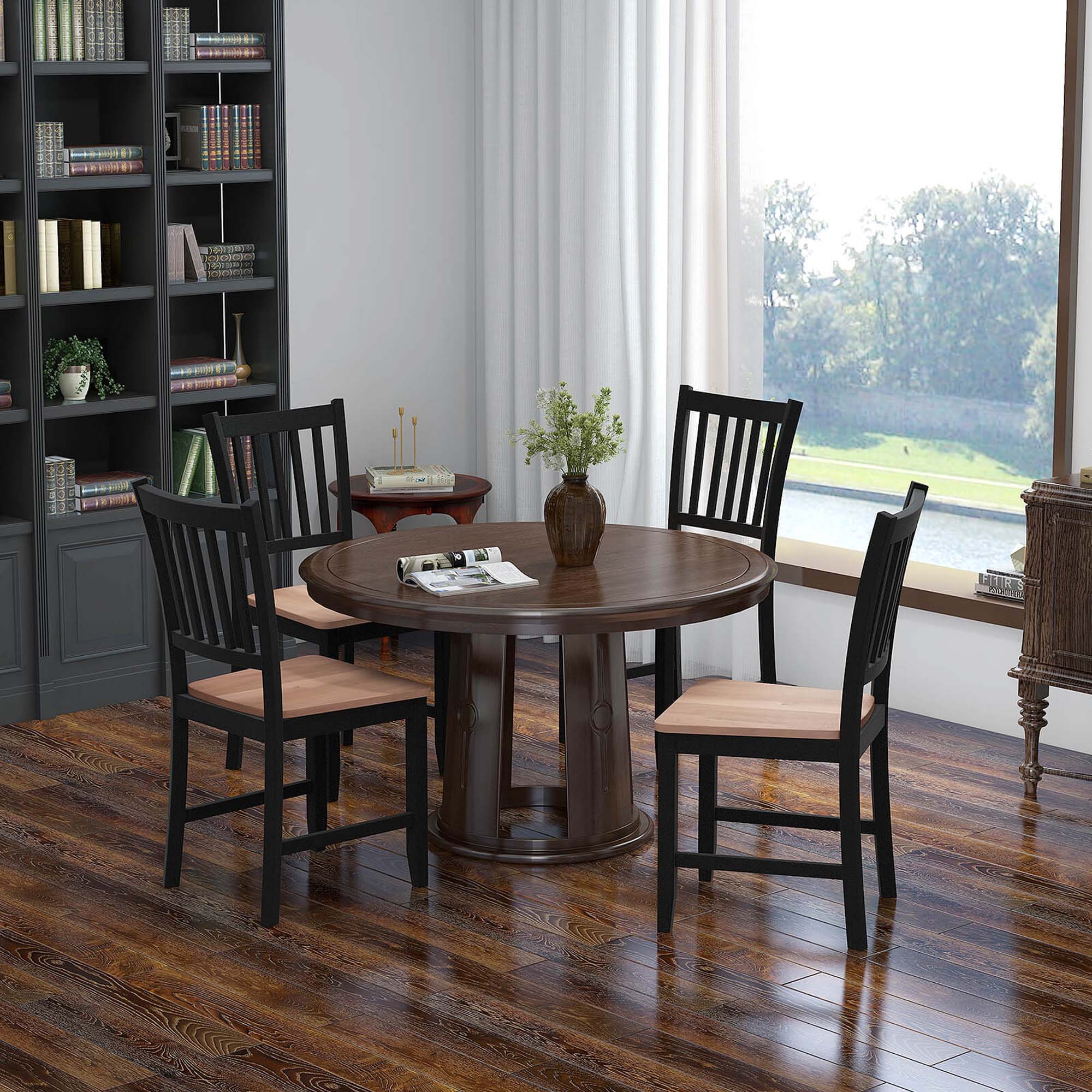 Alt View 1. Costway - Costway Set of 4 Dining Chair Kitchen Spindle Back Side Chair with Solid Wooden Legs - Black,Walnut.