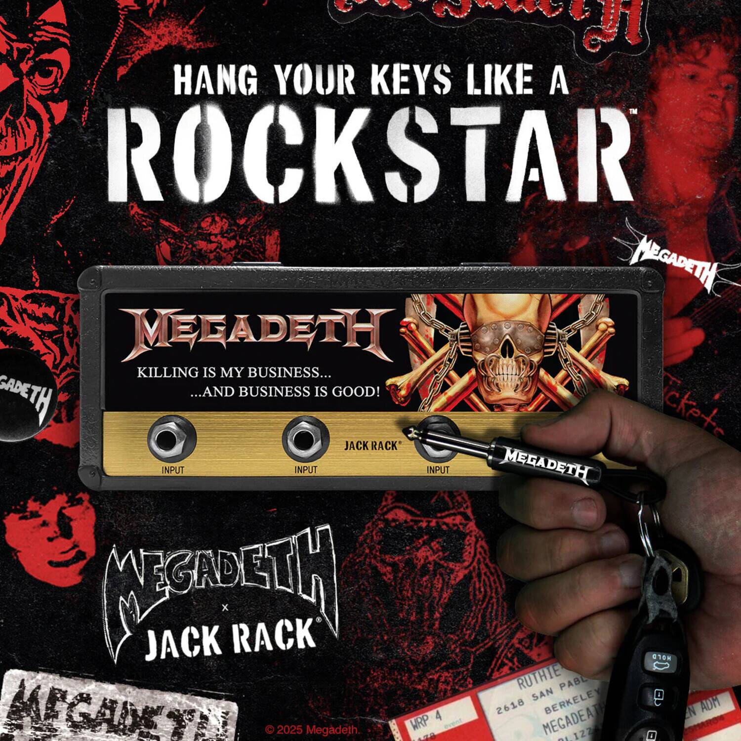 HANG YOUR KEYS LIKE A ROCKSTAR

MEGADETH
KILLING IS MY BUSINESS... ...AND BUSINESS IS GOOD!

MEGADETH JACK RACK

RUTHEE SAN PABLO BERKELEY MEGADEATH

© 2025 Megadeth

WRP 4 2618 MEGADEATH BERKELEY EN ADM

LIZZA 0