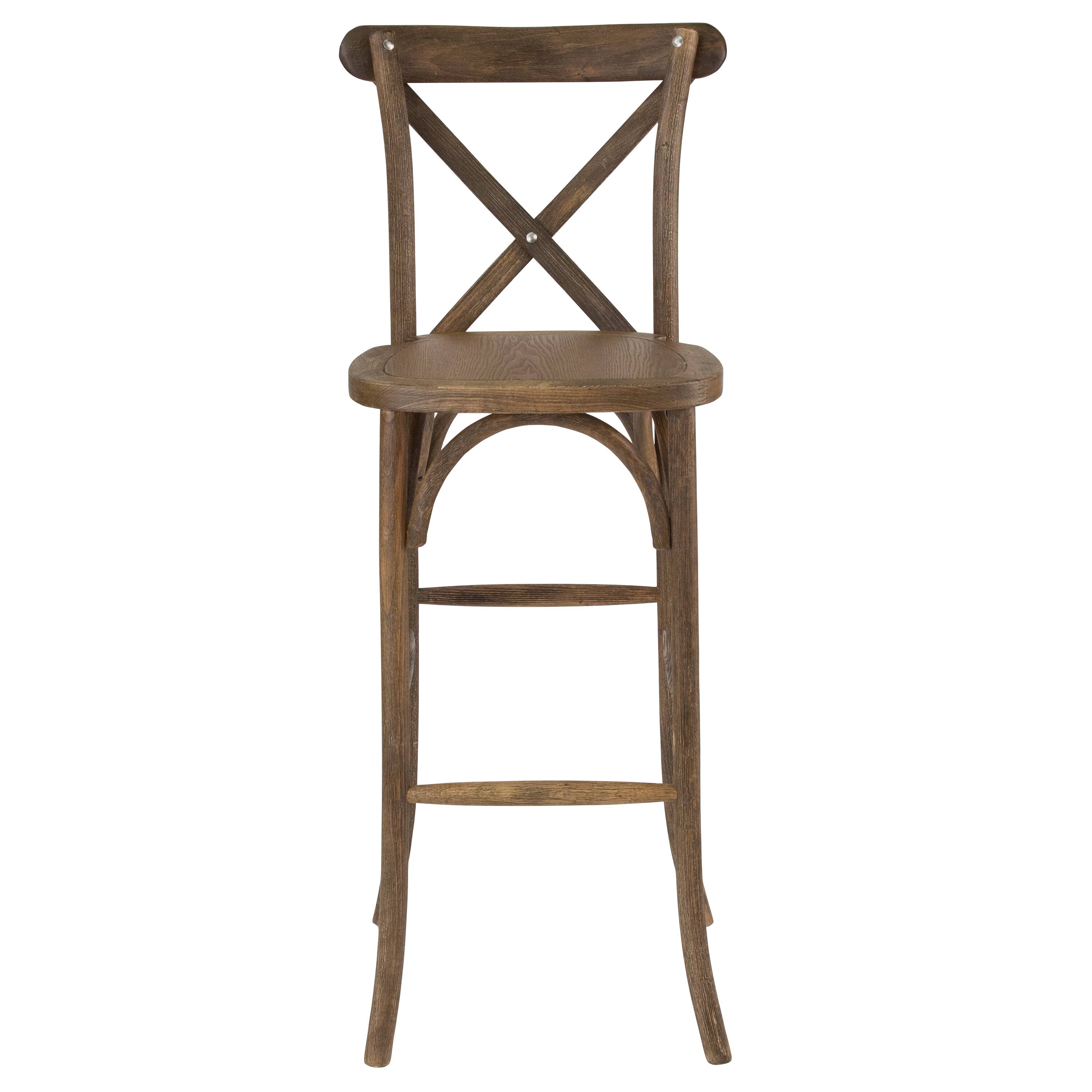Alt View 11. Alamont Home - HERCULES Series Wood Cross Back Barstool - Dark Antique.