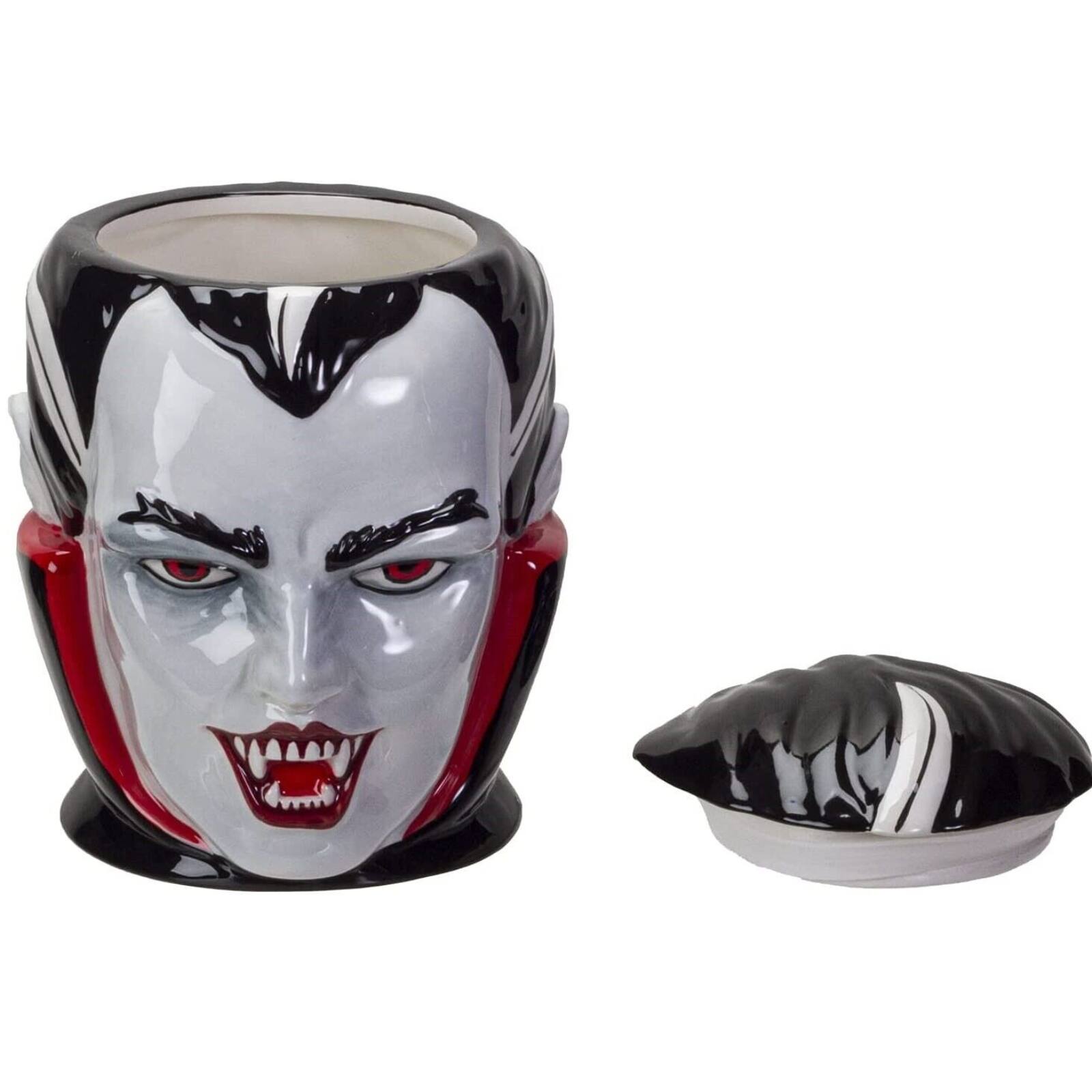 Angle. Pacific Trading - Vampire Ceramic Cookie Jar 8 Inch - Multicolor.