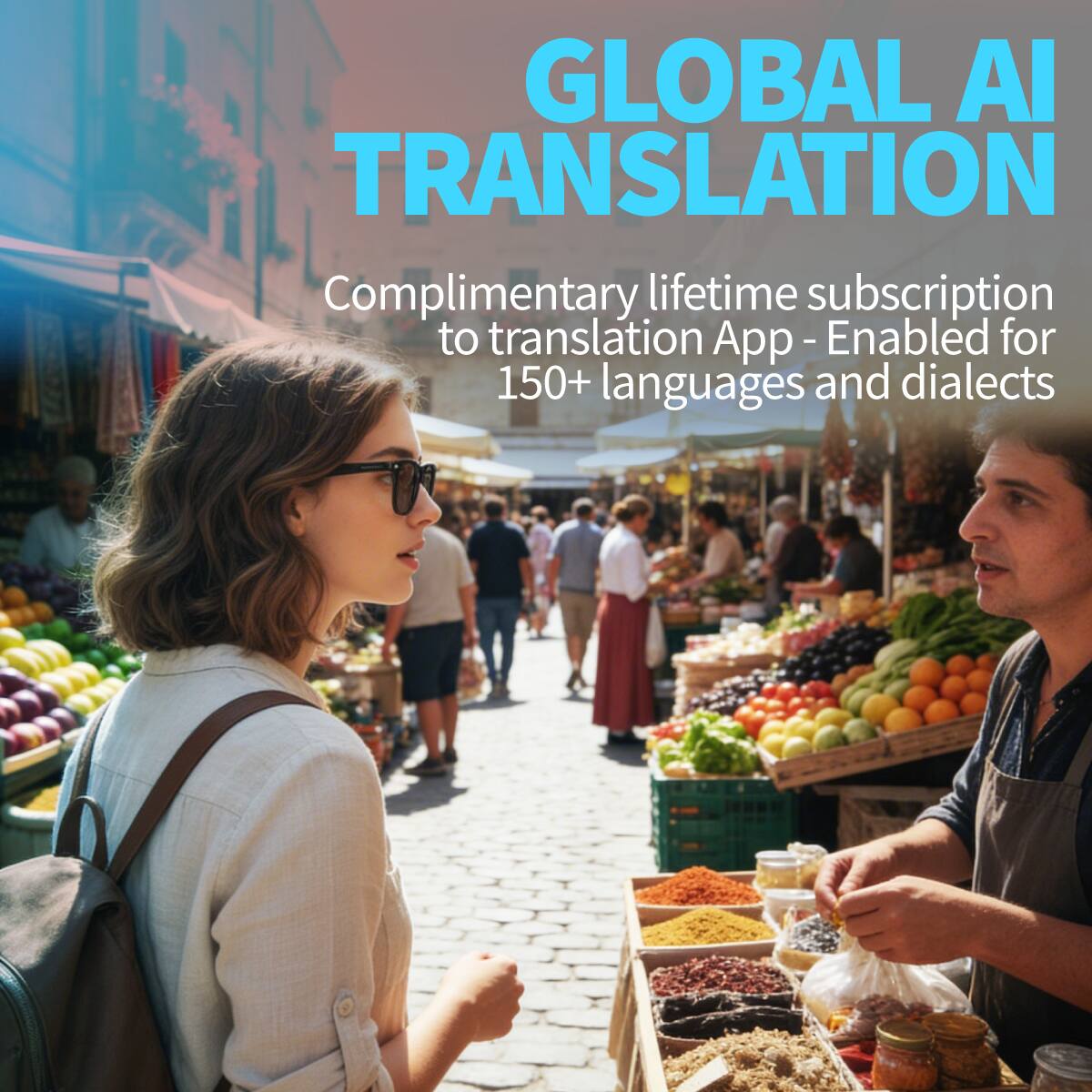 GLOBAL AI TRANSLATION

Complimentary lifetime subscription to translation App - Enabled for 150+ languages and dialects