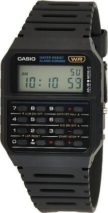 Casio - Classic Calculator Mens Watch Quartz CA-53W-1ZDR Dual Time Alarm Chrono Stopwatch Measuring Capacity - Black