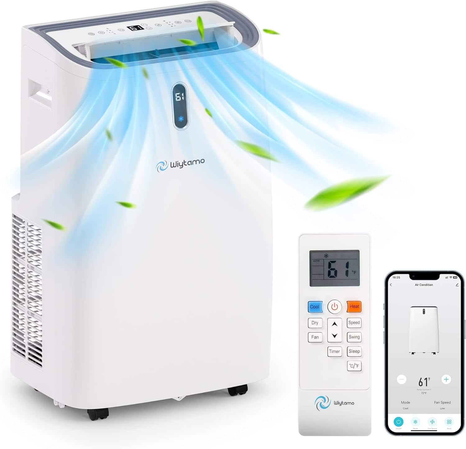 Chery Life - 14,000 BTU 4-in-1 AC Unit Portable Air Conditioners with WIFI Remote Control Up to 700 Sq.Ft