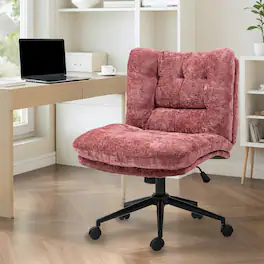 Dowinx - Criss Cross Chair with Double-Layer Wide Cushion, Fabric Swivel Office Chair Modern for Home - Red