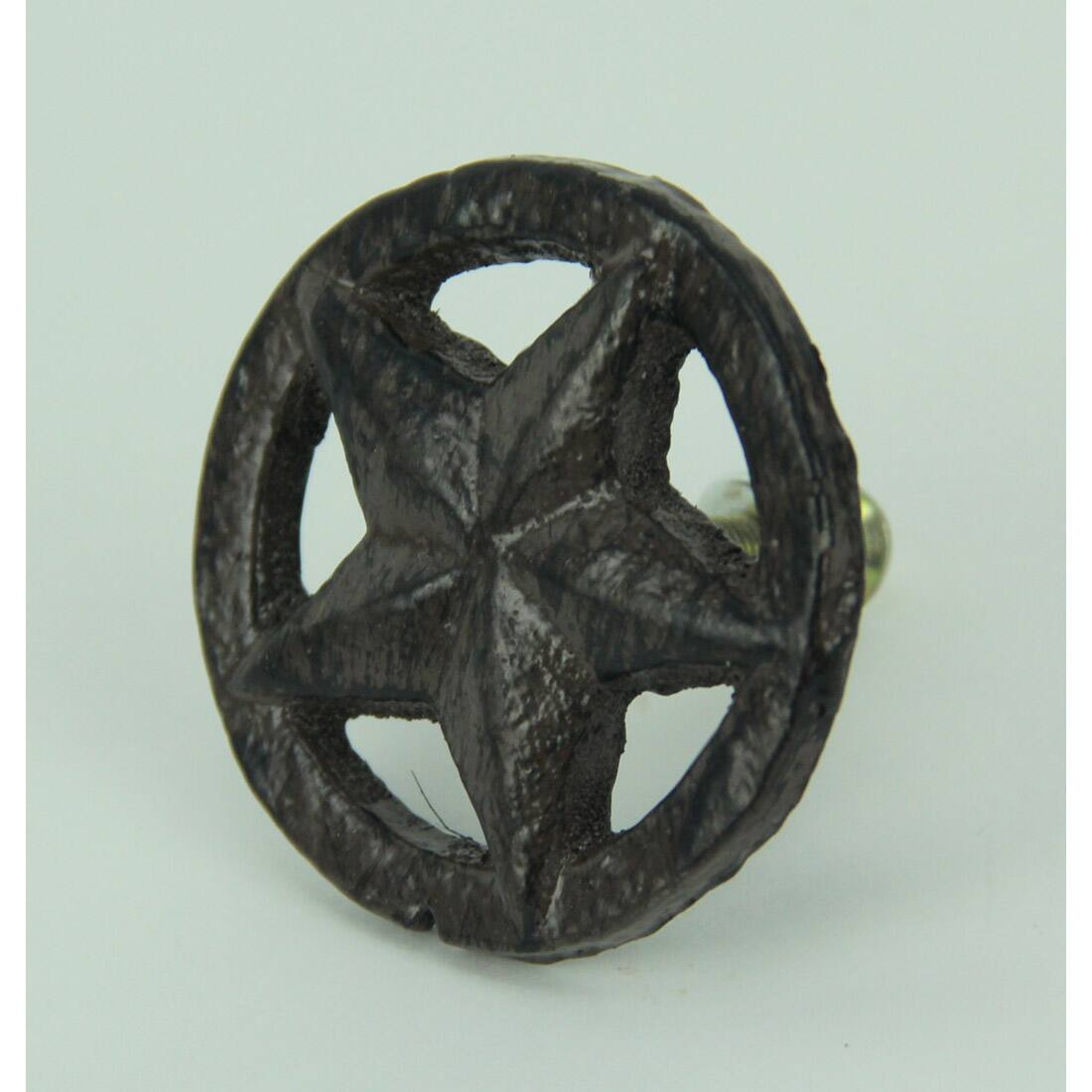 Alt View 1. Fancy That - Set of 12 Rustic Brown Western Star Cast Iron Cabinet Knobs or Drawer Pulls - Brown.