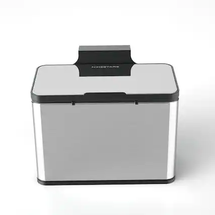 Front. Nine Stars - Kitchen Compost Caddy Trash Can 0.8 Gallon.