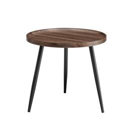 Danya B - Paxton Raised Lip Edge Side Table - Round - Walnut - Walnut, Black